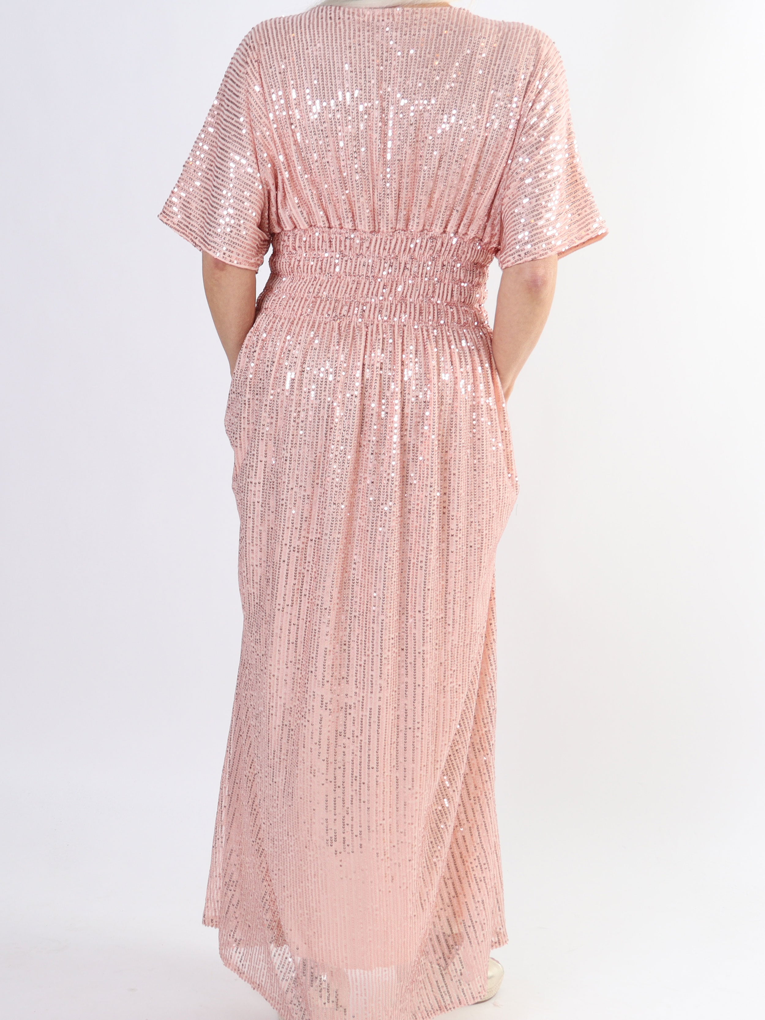 Pams Glitter - Lang smuk plus size kjole med pailletter